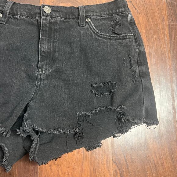 Aerie black denim distressed shorts size medium - Picture 2 of 9